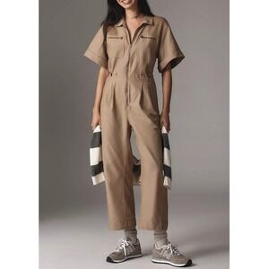 Daily Practice Anthropologie Women's Taupe Short-Sleeve Jumpsuit NWT Size 1X